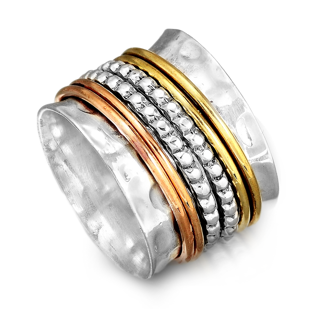 Sterling Silver Two Tone Fidget Spinner Ring