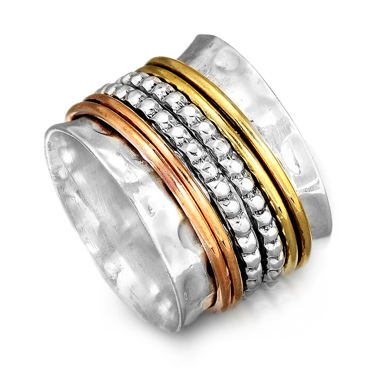 Sterling Silver Two Tone Fidget Spinner Ring