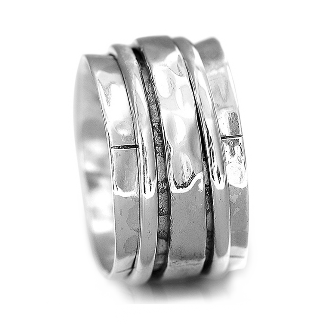 Sterling Silber Gehämmerter Spinnerring