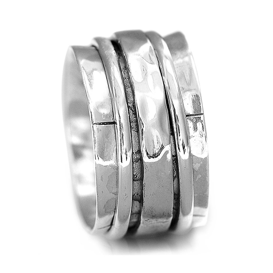 Sterling Silver Hammered Spinner Ring