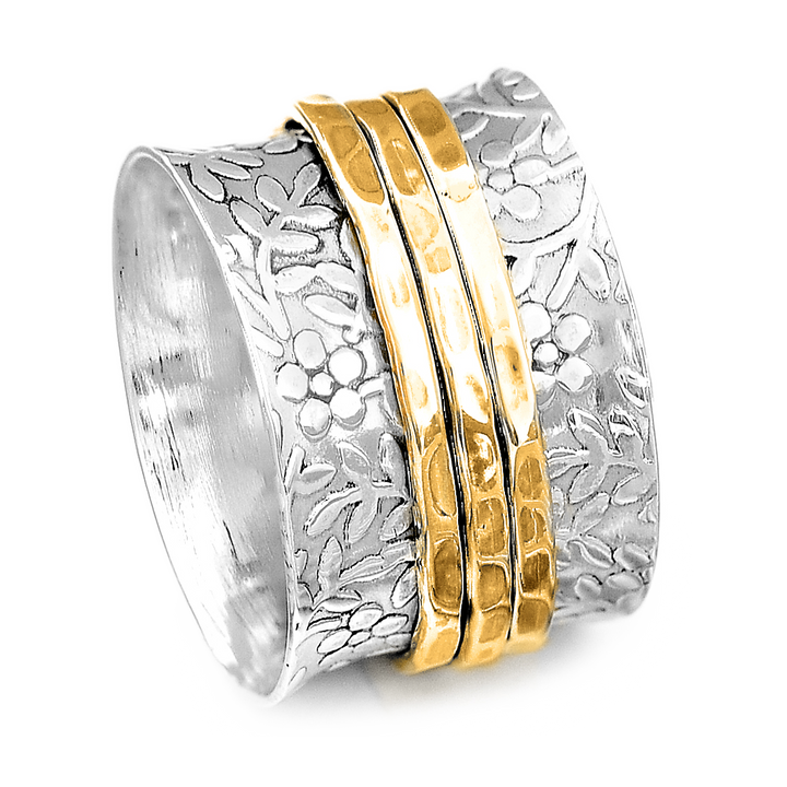 Unique Flowers Women's Spinner Ring Sterling Silver