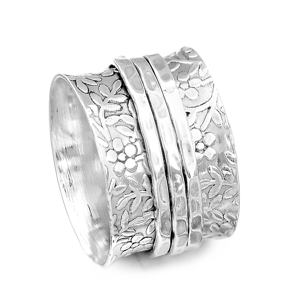 Sterling Silver Flowers Meditation Ring