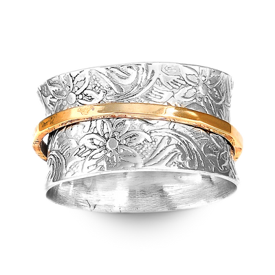 Two Tone Silver Spinner Ring - Boho Magic