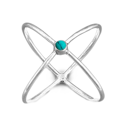 Criss Cross Ring with Turquoise Sterling Silver - Boho Magic