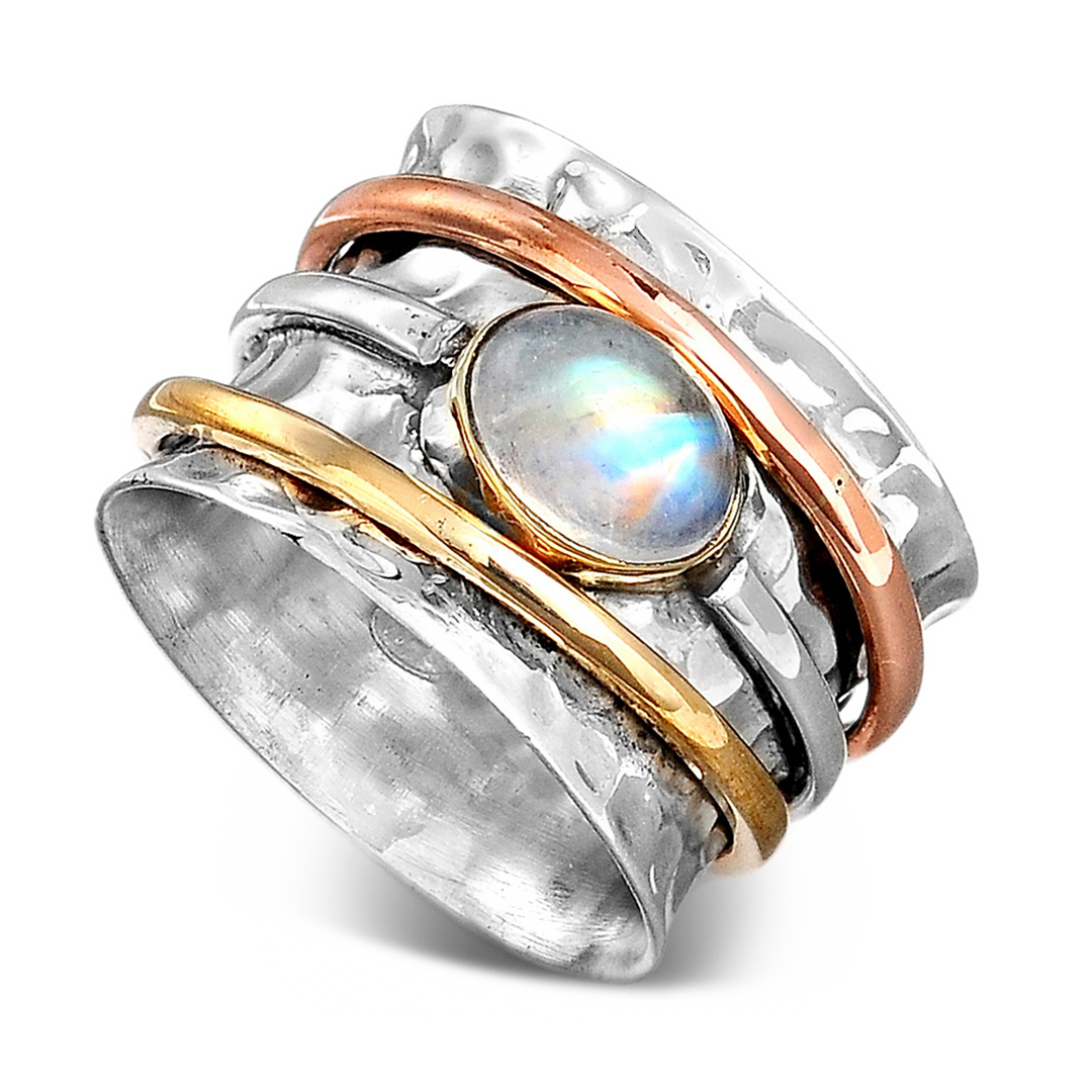 Chunky Spinner Ring with Moonstone Sterling Silver