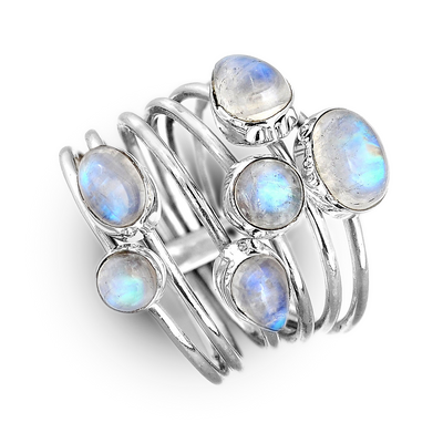 Sterling Silver Stacking Moonstone Ring - Boho Magic