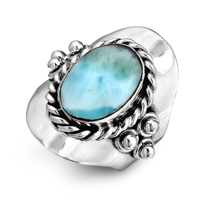 Larimar Sterling Silver Boho Ring for Women - Boho Magic