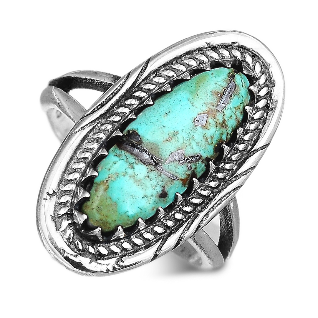 Southwestern Style Real Turquoise Ring Sterling Silver