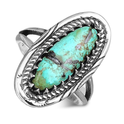 Southwestern Style Real Turquoise Ring Sterling Silver - Boho Magic