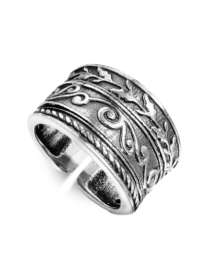 Wide Band Thumb Ring Sterling Silver