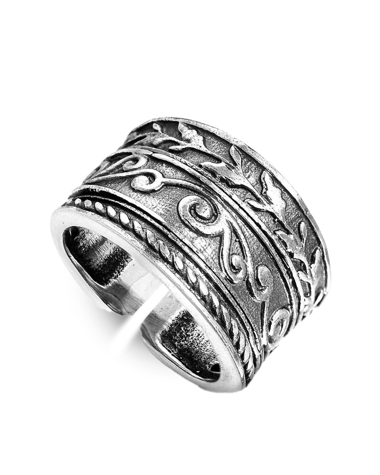 thumbnail image 2 of Polished 925 Sterling Silver Open Design Thumb Ring - Diamond-Cut Pattern, Size 11, Made In USA 2 of 13