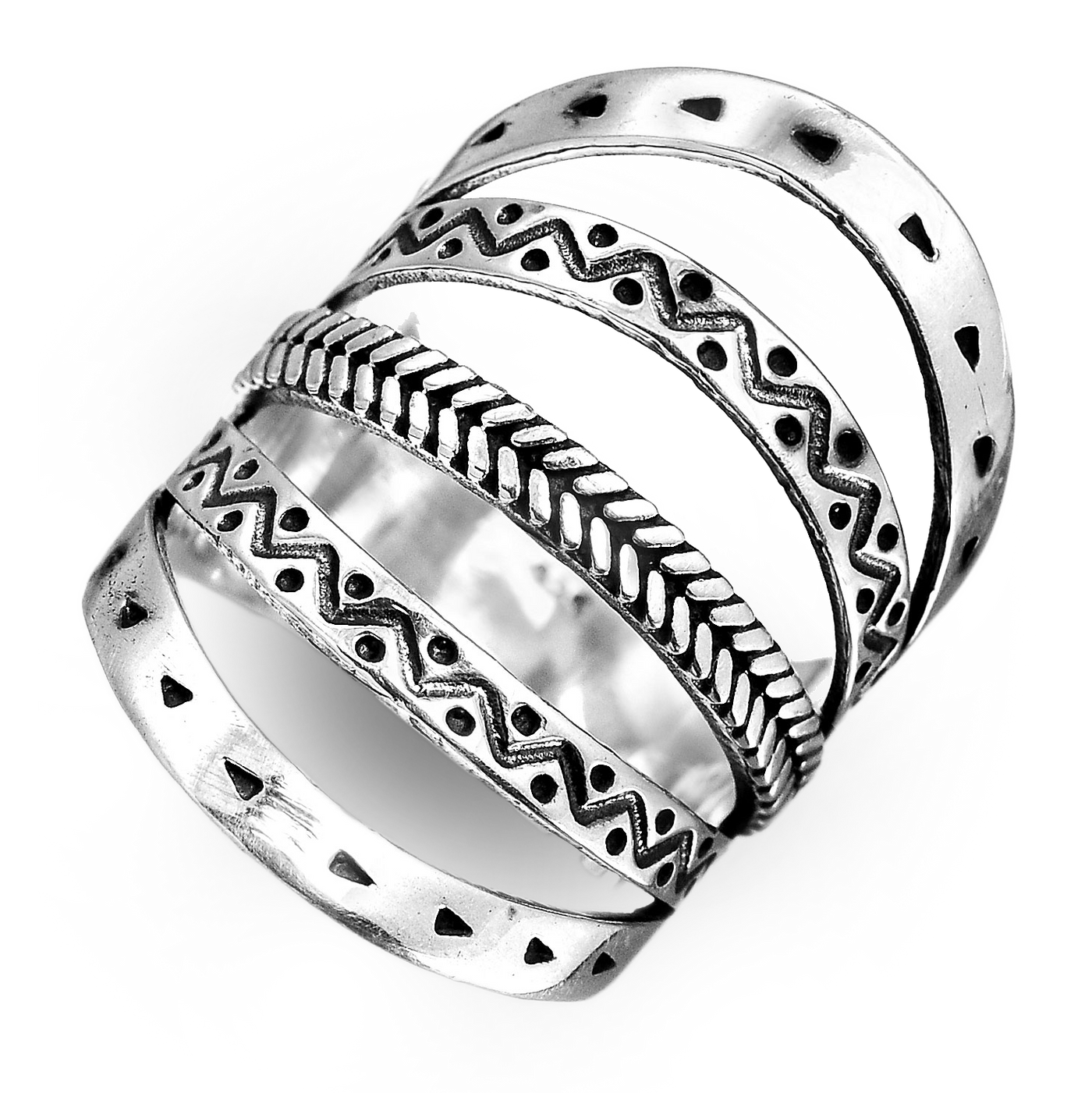 Boho Full Finger Ring Sterling Silver