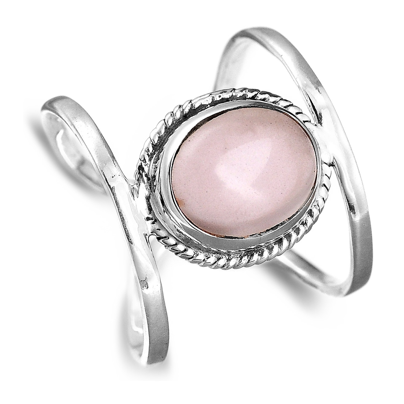 Big Rose Quartz Sterling Silver Ring