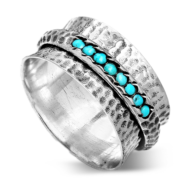 Sterling Silver Spinner Turquoise Ring for Women