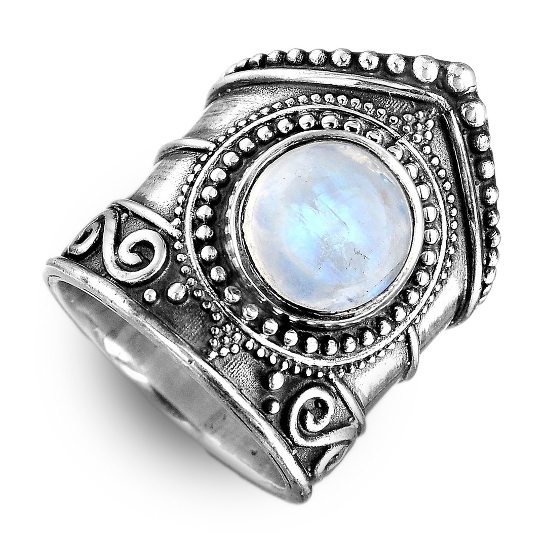 Boho-Ring aus Sterlingsilber mit Mondstein