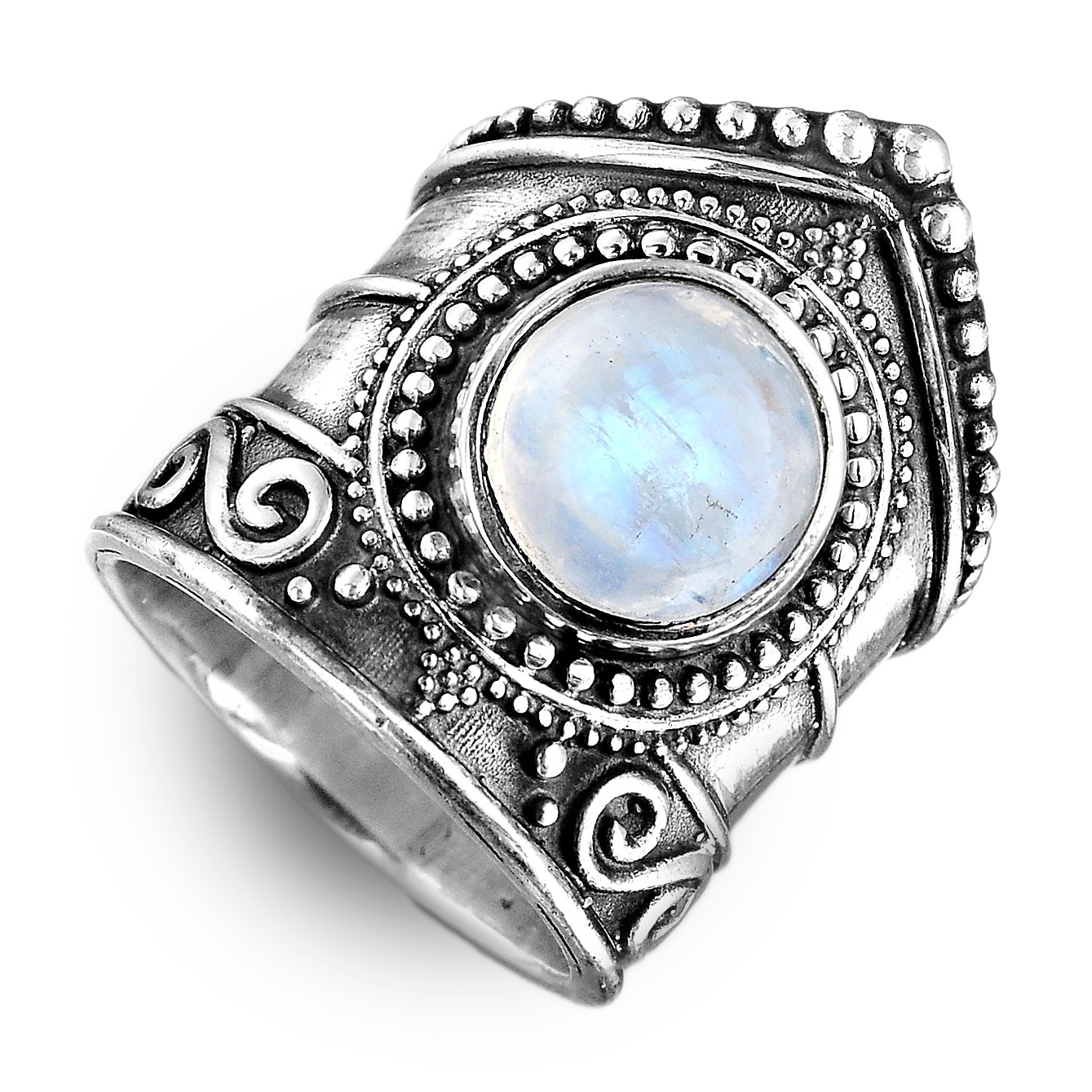 Sterling Silver Boho Moonstone Ring