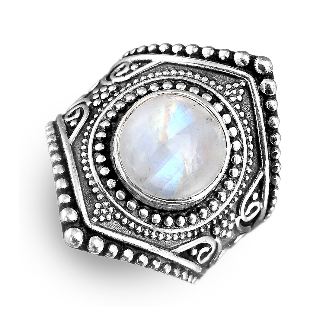 Sterling Silver Boho Ring with Moonstone