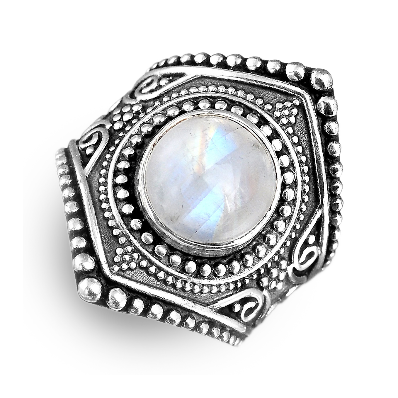 Sterling Silver Boho Ring with Moonstone