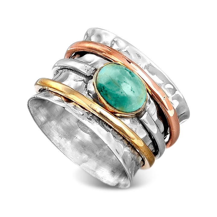 Sterling Silver Turquoise Ring with Spinning  Bands