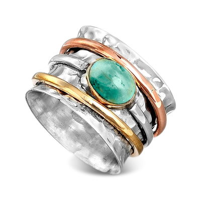 Sterling Silver Turquoise Ring with Spinning  Bands - Boho Magic