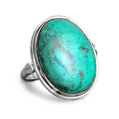 Sterling Silver Large Turquoise Ring - Boho Magic