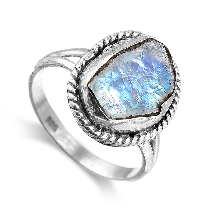 Sterling Silver Raw Moonstone Ring