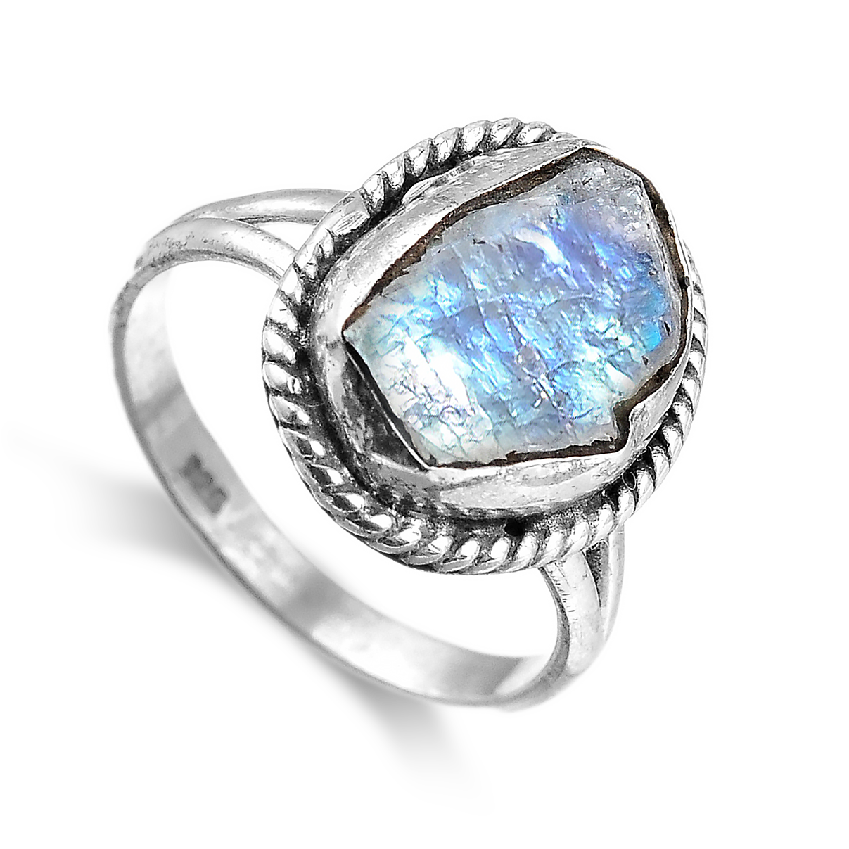 Sterling Silver Raw Moonstone Ring