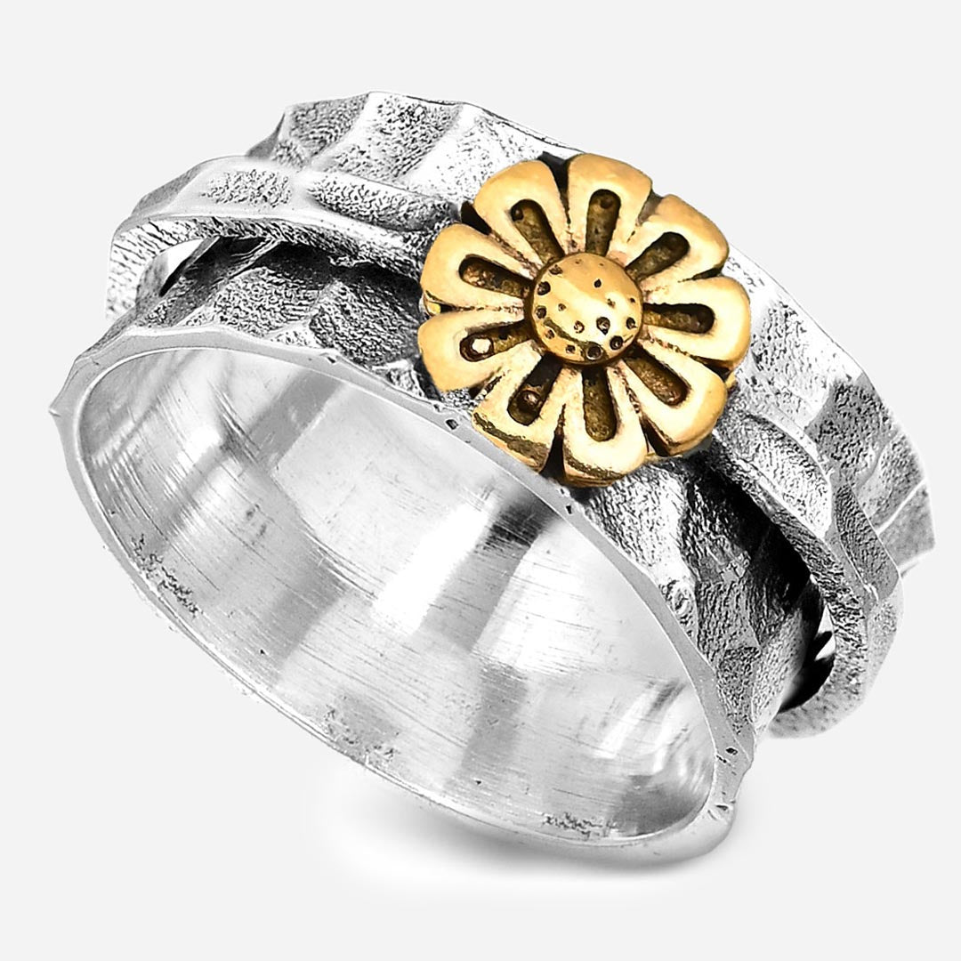 Spinner Sunflower Ring for Women Sterling Silver
