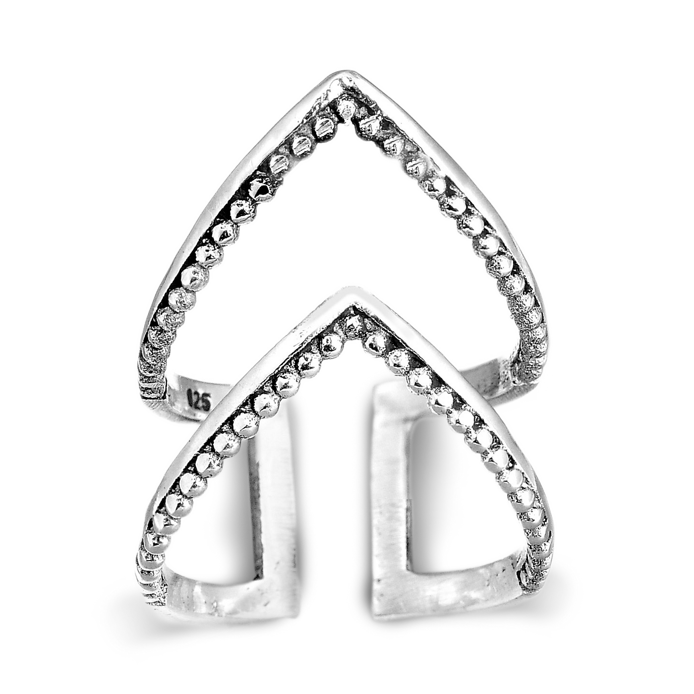 Double Chevron Statement Sterling Silver ring