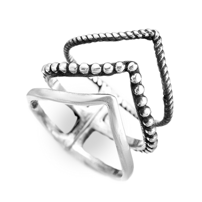 Triple Chevron Boho Ring Sterling Silver - Boho Magic