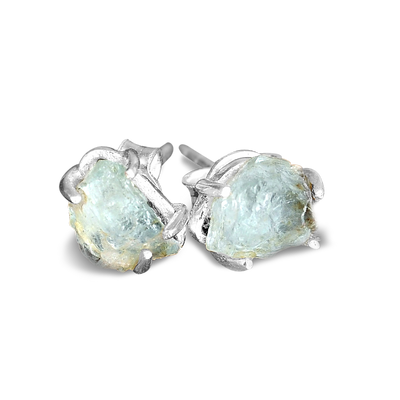 Raw Aquamarine Earrings - Boho Magic