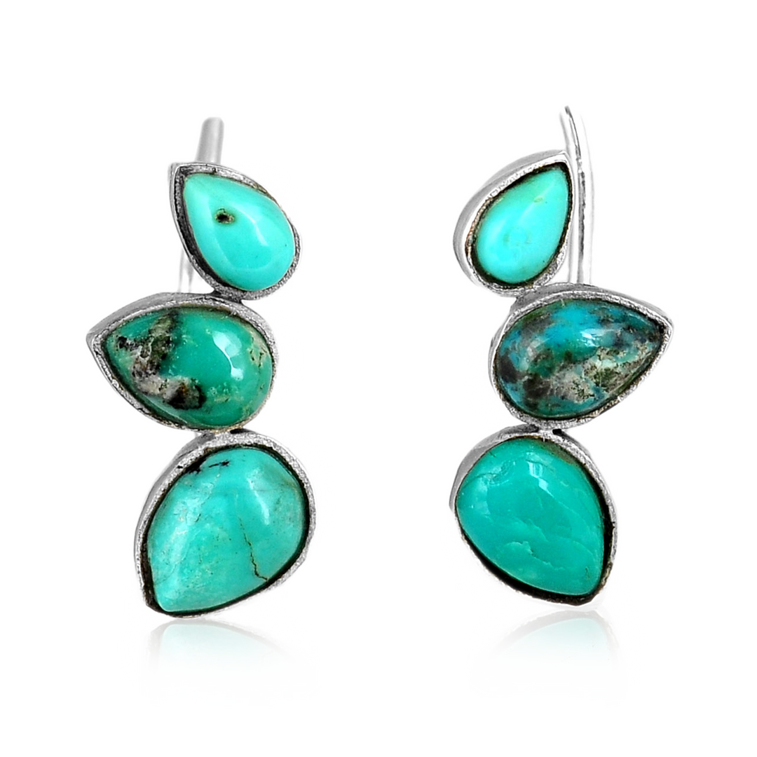 Silver Turquoise Earrings Ear Climber