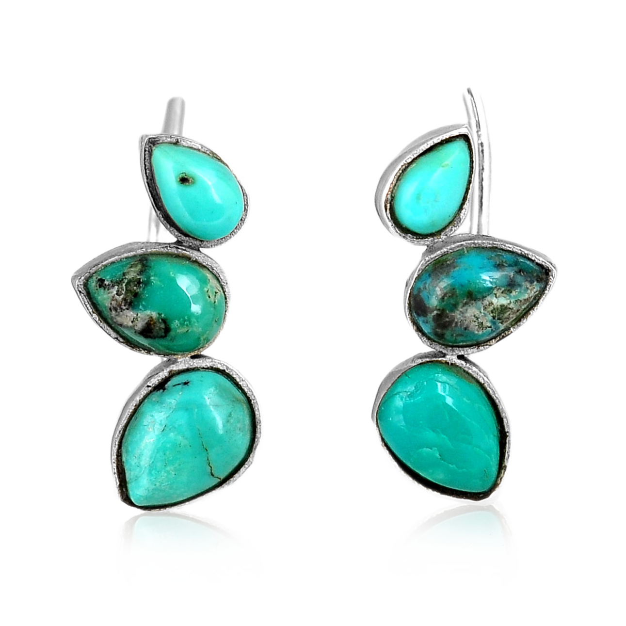 Silver Turquoise Earrings Ear Climber