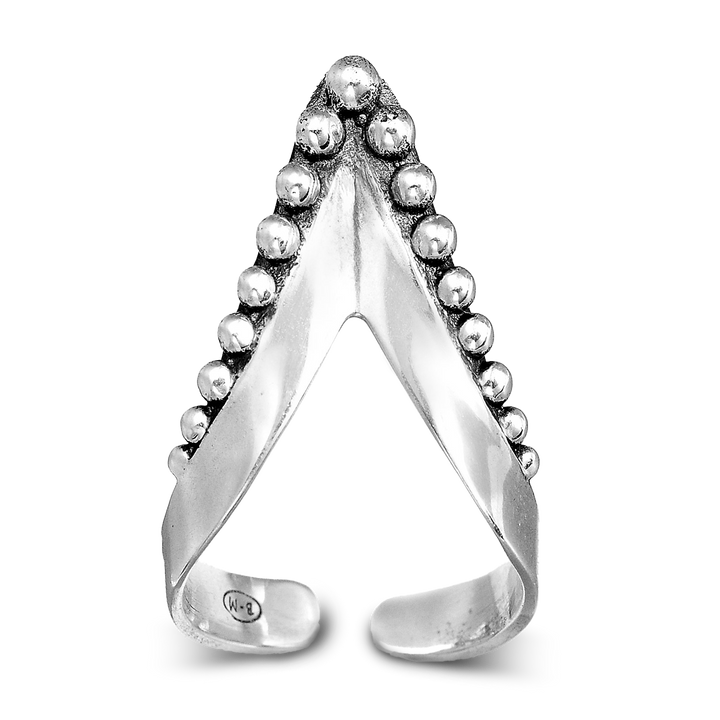 Vollfinger-Chevron-Daumenring aus Sterlingsilber