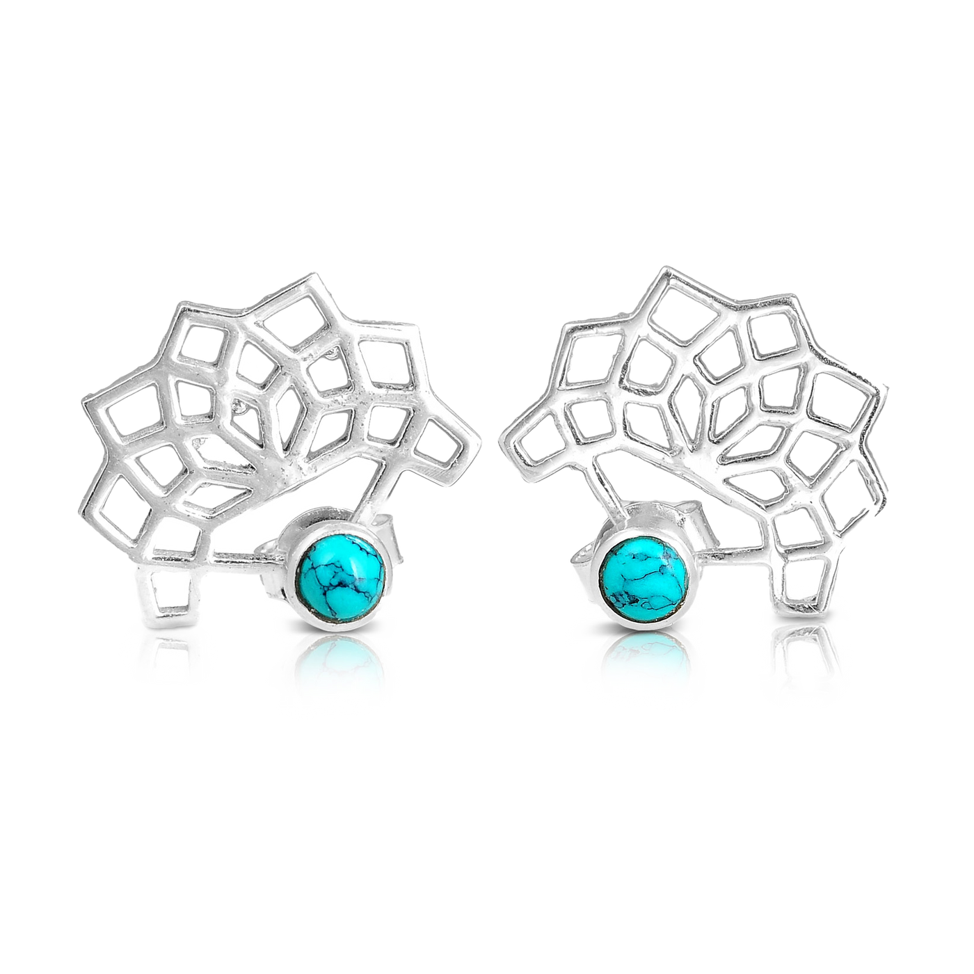 Geometric Silver Turquoise Earrings