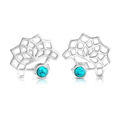 Geometric Silver Turquoise Earrings - Boho Magic