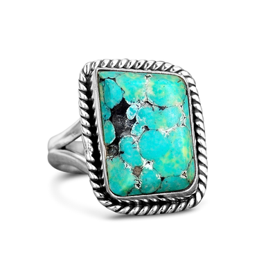 Sterling Silver Natural Raw Turquoise Ring - Boho Magic