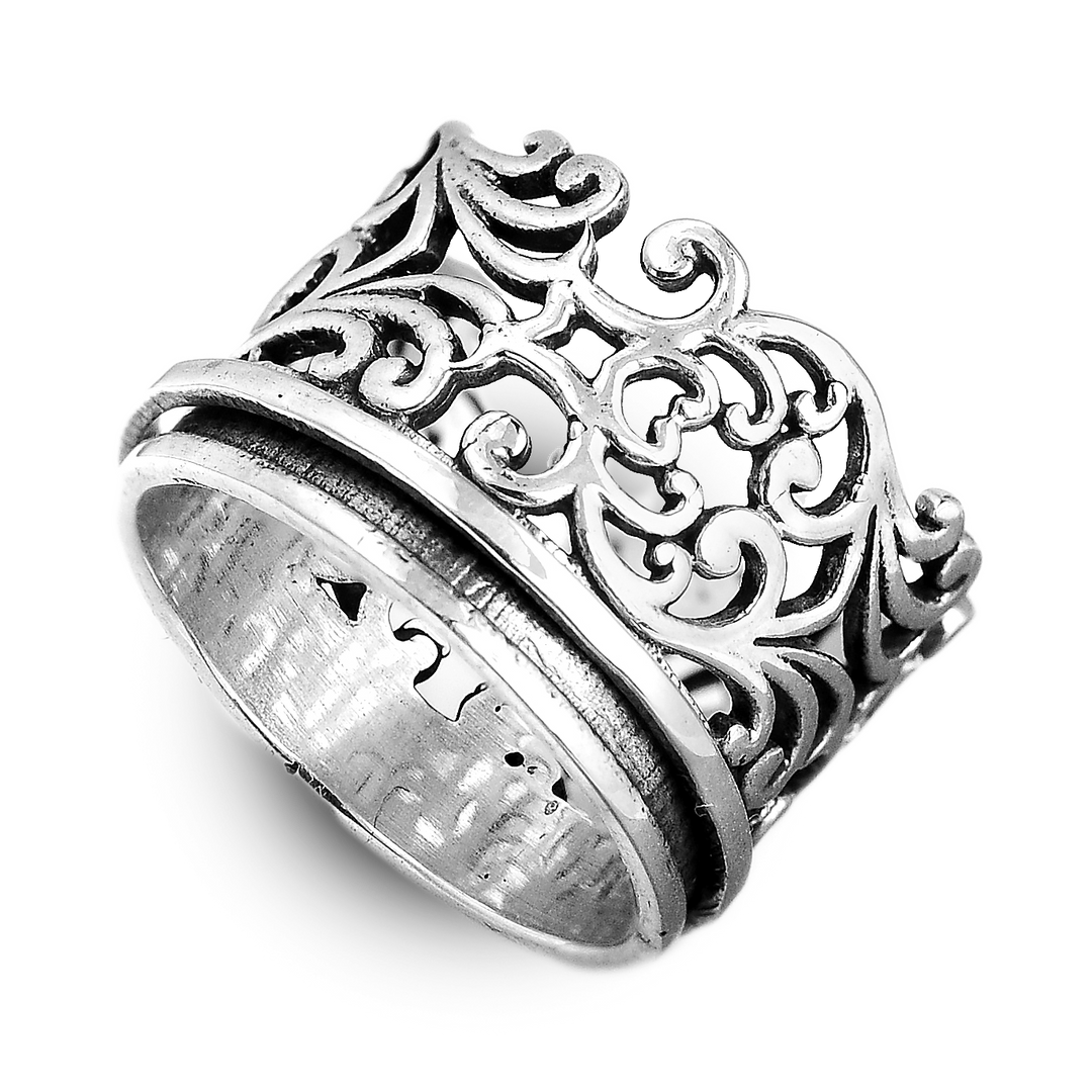 Unique Women's Spinner Ring Sterling Silver