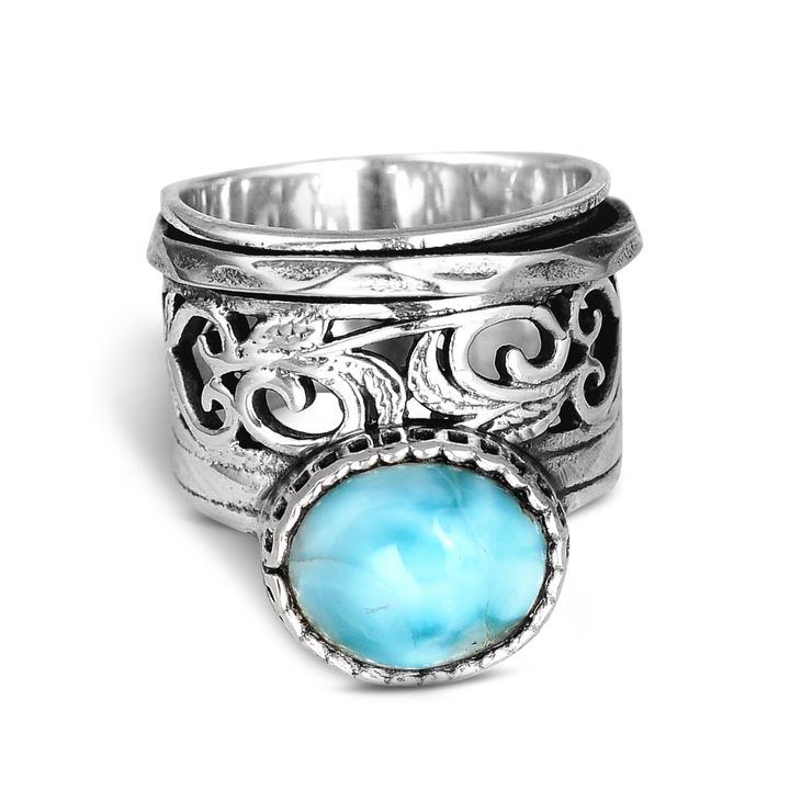 Meditationsring aus Larimar aus Sterlingsilber