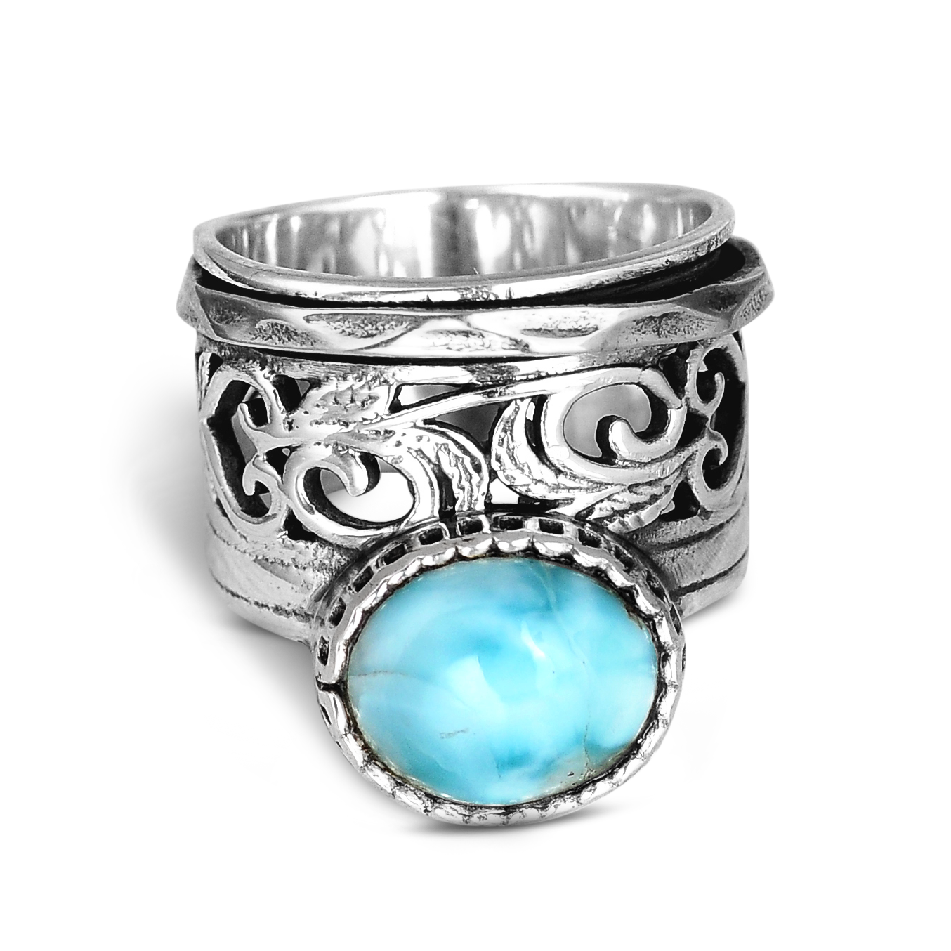 Sterling Silver Meditation Larimar Ring