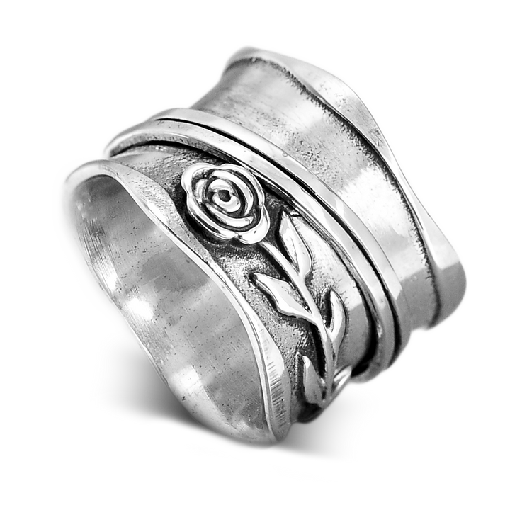 Fidget Spinner Rose Ring Sterling Silver