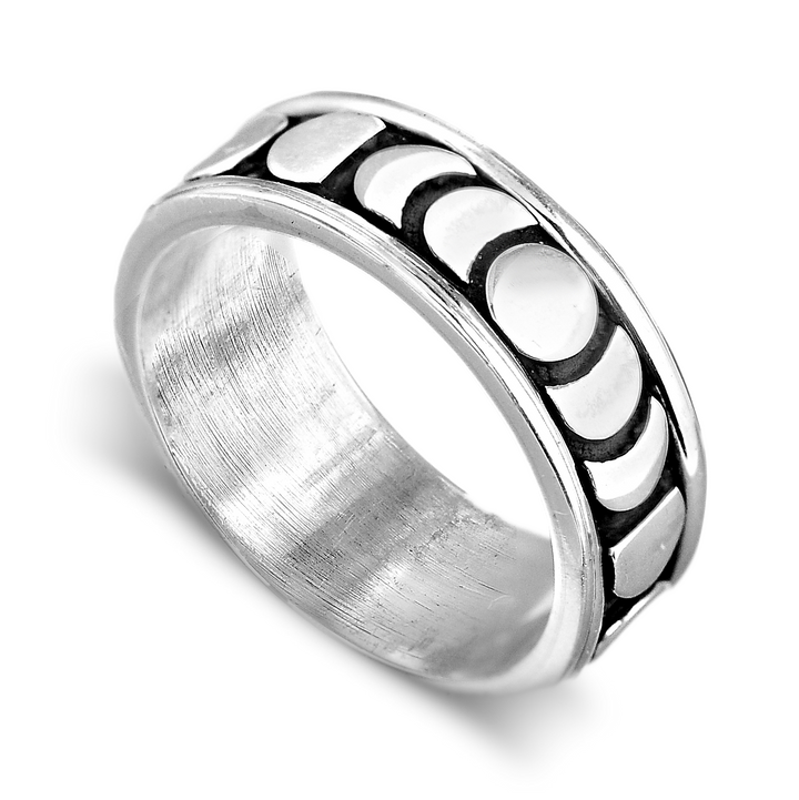 Moon Phase Spinner Ring Sterling Silver