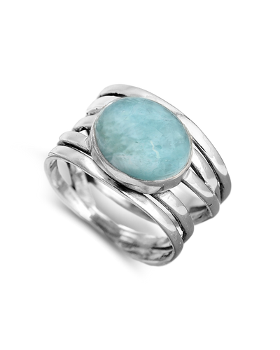 Chunky Aquamarine Wrap Ring Sterling Silver - Boho Magic