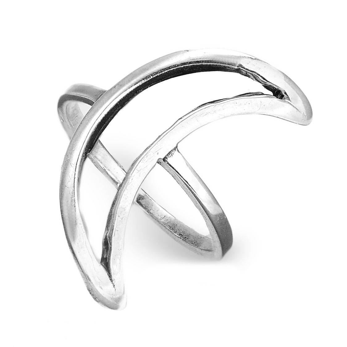 Full Finger Crescent Moon Ring Sterling Silver