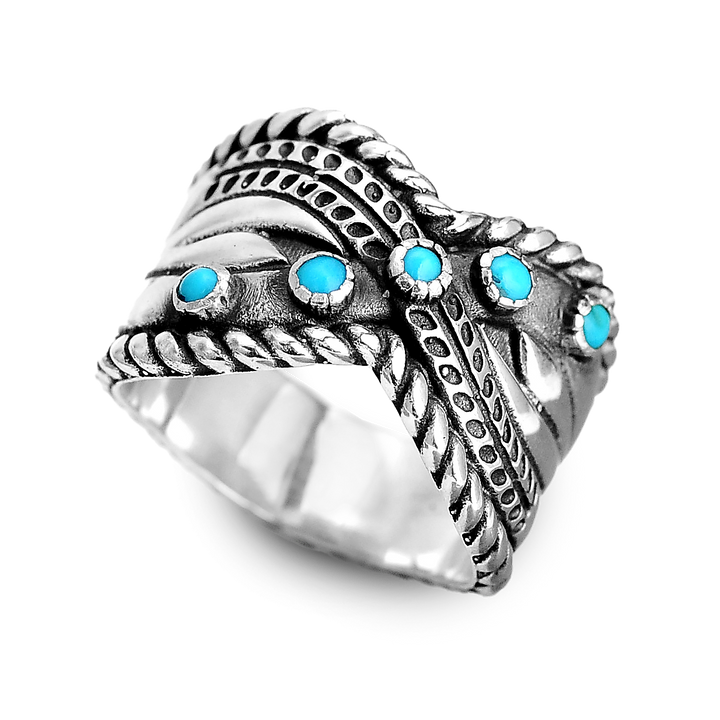 Bohemian Turquoise Ring Sterling Silver