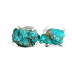 Rohe Türkis Ohrringe Sterling Silber