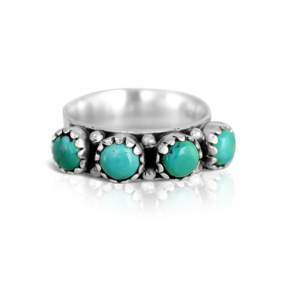 Turquoise Band Ring Sterling Silver - Boho Magic