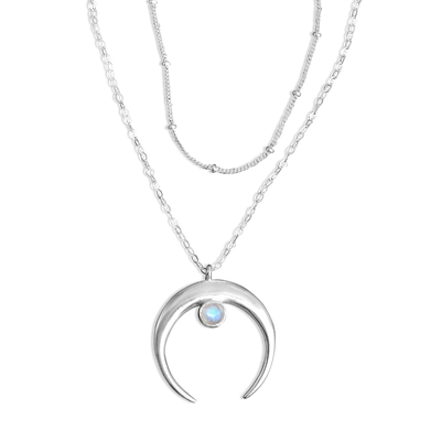 Moon Moonstone Layered Necklace Sterling Silver - Boho Magic