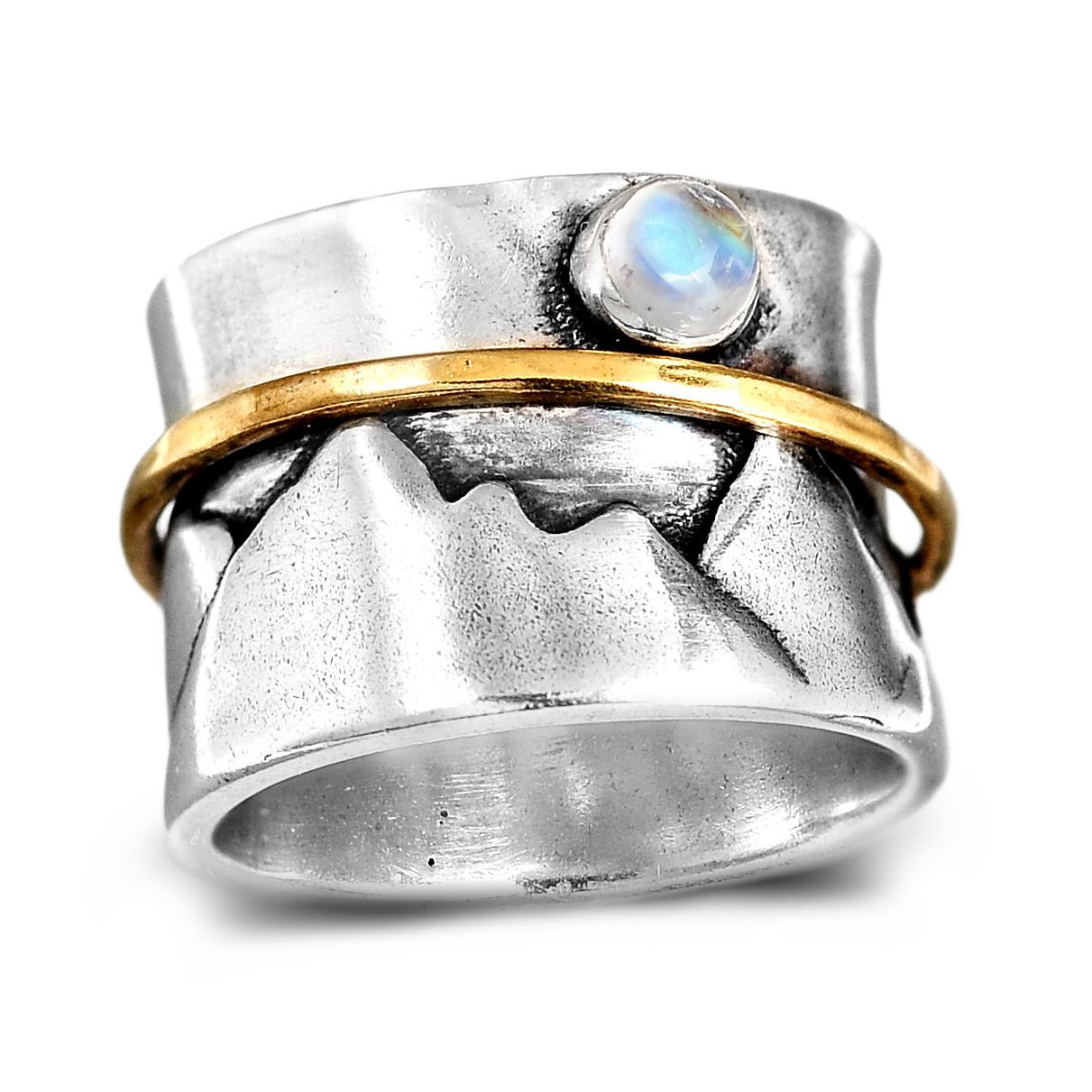 Fidget Moonstone Mountain Ring Sterling Silver