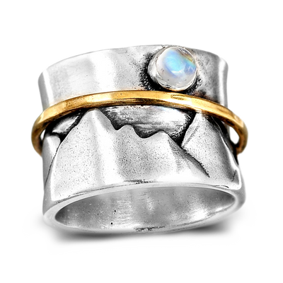 Fidget Moonstone Mountain Ring Sterling Silver - Boho Magic